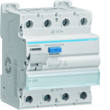 Aaardleksch. 4-Plg 80 A 300 Ma Kl.A, Selectief-HAGER