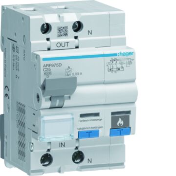 Afdd Met Aardlekautom. 1P+N 6Ka C-25A 30Ma A 3M-HAGER