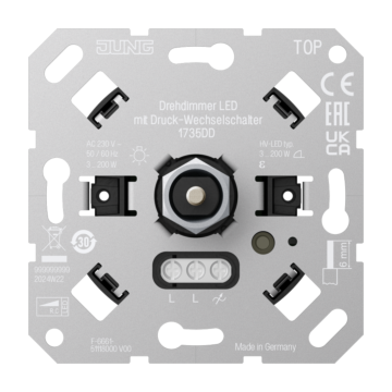 Draaidimmer led met druk-wisselschakelaar-JUNG