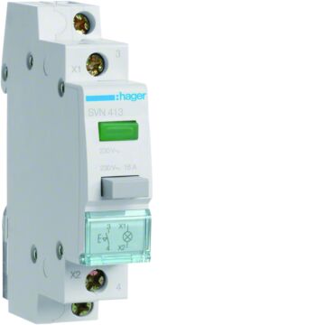 Drukknopschakelaar 1 Maak 16 A 230 Vac Led Groen-HAGER