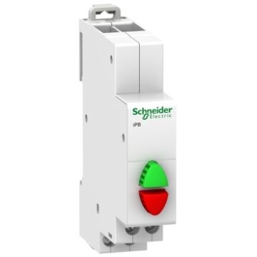 IBP - DRUKNOP - DUBBEL - 1 NO+1 NS - GROEN/ROOD-SCHNEIDER