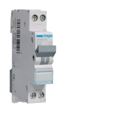 INSTALLATIEAUTOMAAT MHN516 1P+N 16A B-KAR 4,5KA-HAGER