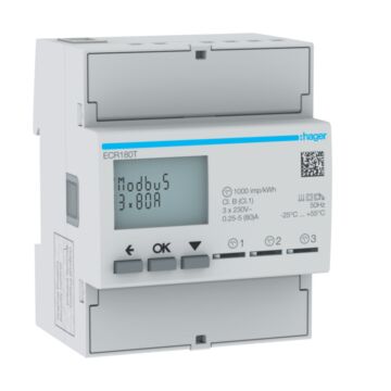 Kwh-Meter 1-Fase Dir 3X 1-Fase 80 A 4 Mod Modbus-HAGER