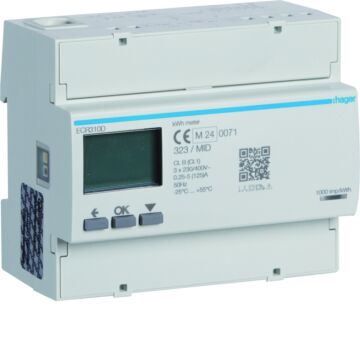 Kwh-Meter 3-Fase Direct 125 A, 6 Mod, Modbus Mid-HAGER