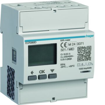 Kwh-Meter 3-Fase Direct 80 A, 4 Mod, Modbus Mid-HAGER