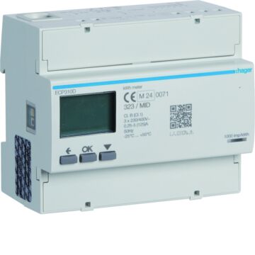 Kwh-Meter 3F Dir 125 A 6 Mod S0 Pulsuitgang Mid-HAGER