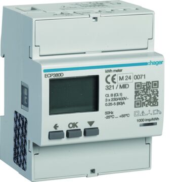 Kwh-Meter 3F Dir 80 A 4 Mod Met S0 Pulsuitgang Mid-HAGER