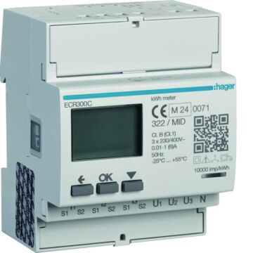 Kwh-Meter 3F Via Ct 1 A Of 5 A 4 Mod Modbus Mid-HAGER