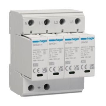 Overspanningsbeveiliging T1+T2 3-Plg Tn-S Tt 50 Ka-HAGER
