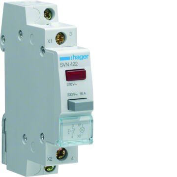 Pulsdrukker 1 Verbreek, 16 A, 230 Vac, Led Rood-HAGER