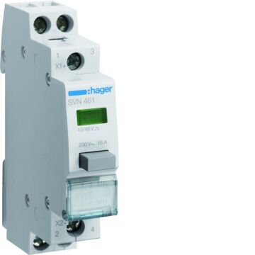 Pulsdrukker 2Maak 16 A 12/48 Vac + Dc Led Groen-HAGER