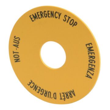 Schild nood-uit geel ø60mm 4-talig de en fr it-EATON