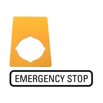 Schild nood-uit geel h50xb33mm emergency stop-EATON