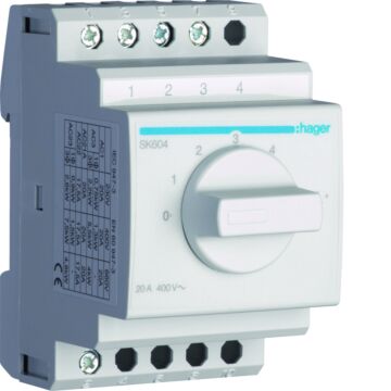 Stappenschakelaar 4 Standen + Uitstand, 20 A 400 V-HAGER