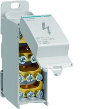 Verdeelklem 1P 125A 2X 10-35²Mm²/ 2X 2,5-25Mm²/ ..-HAGER