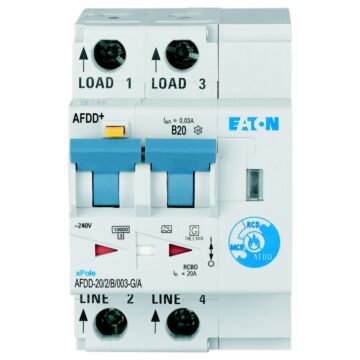 Vlamboogautomaat (AFDD) 20A 2p B-kar 30mA kortvertraagd-EATON