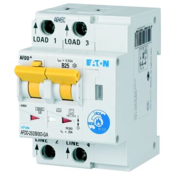 Vlamboogautomaat (AFDD) 25A 2p B-kar 30mA kortvertraagd-EATON