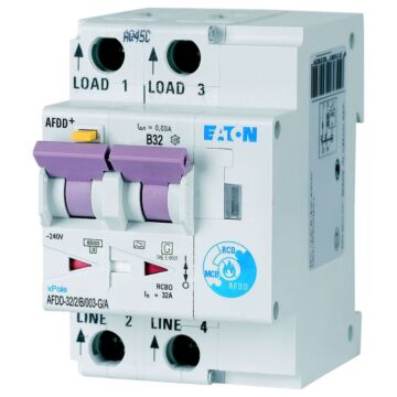 Vlamboogautomaat (AFDD) 32A 2p B-kar 30mA kortvertraagd-EATON
