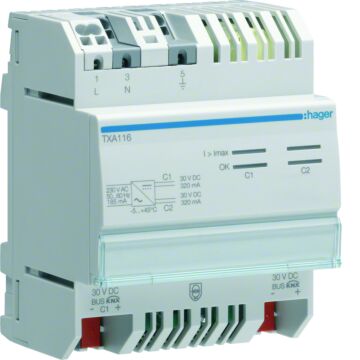 Voedingsmodule Knx-Bus 2X (30 V=, 320 Ma)-HAGER