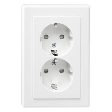 WCD 2 STOPCONTACT MET AFDEKRAND INBOUW VERT WIT-MERTEN