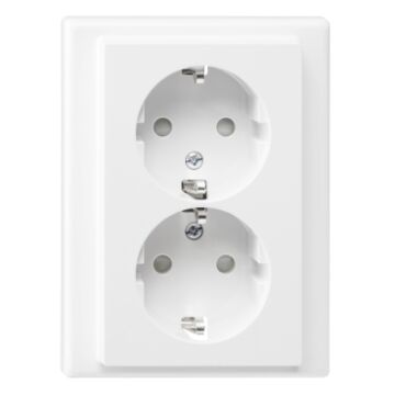 WCD 2 STOPCONTACT MET AFDEKRAND INBOUW VERT WIT-MERTEN