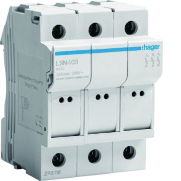 Zekeringhouder L32 3-Polig 25 A, 3 Modulen-HAGER