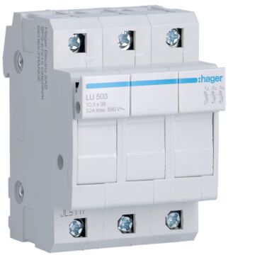 Zekeringhouder L38 3-Polig 32 A, 3 Modulen-HAGER